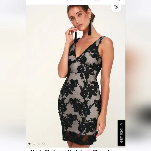 LULUS Black Swan Alanis Black and Nude Lace Sleeveless Bodycon Dress Small NWT - Picture 1 of 9